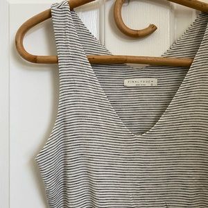 Stripe V-Neck Shirt, Final Touch, Made in USA, L